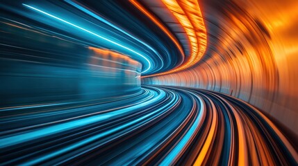 Poster - Abstract Tunnel of Light: Speed, Technology, and Futuristic Design
