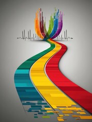 Leinwandbilder - Colorful Running Track Shaped Like Infinity Symbol Showcases Heartbeat Visual in Vibrant Design