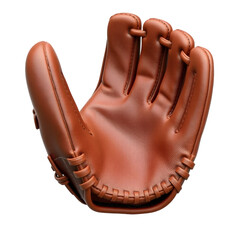 Fototapete - Classic Baseball Glove 3d Render. Vintage Style Leather Mitt. Sport Equipment For Catching. Old Fashioned Design. Game Ready Accessory. Plain White Background. No Shadow.