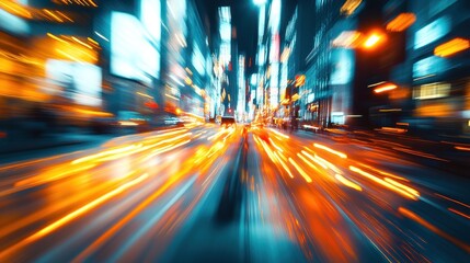 Poster - Night City Lights: A Motion Blur Symphony