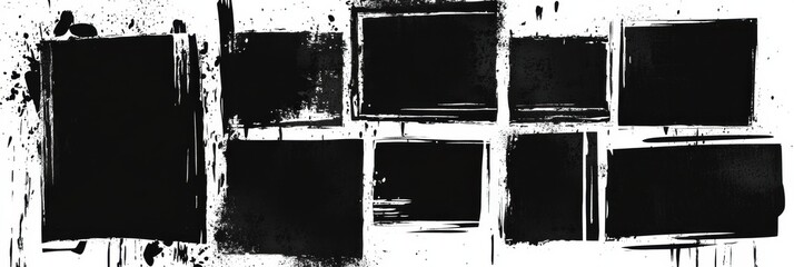 Aufkleber - Creative Black Rough Edge Rectangles for Artistic Designs and Collage Projects Suitable for Modern Creatives and Designers in Various Applications