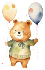 Wall Mural - png baby bear balloon cartoon cute.