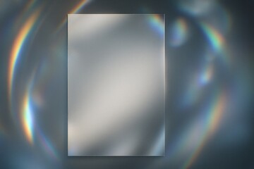 Poster - Frosted glass or acrylic sheet reflecting vibrant rainbow caustics, creating an abstract backdrop ideal for modern designs, presentations, or website graphics with a colorful, textured aesthetic