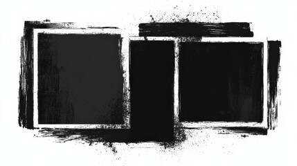 Aufkleber - Black Rough Edge Rectangles Create Unique Frames for Artistic Design Projects and Collage Work, Enhancing Creativity in Various Applications
