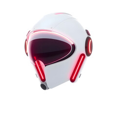 Fototapete - Futuristic Helmet Design, Protective Headgear With Neon Accents. Innovative Technology Concept, Isolated Head Protection. Visualizing Future Headwear Designs, Perfect For Science Fiction Projects.