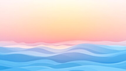 Wall Mural - Pastel Waves Sunset Landscape.