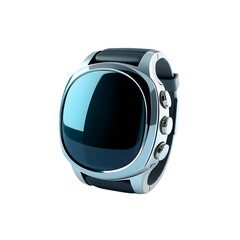 Poster - Sleek High Tech Smartwatch, Fully Visible With A Shiny Display, Showing Modern Technology In A Plain View. Clean 3d Rendering On White Background Provides A Sharp, Clear Image.