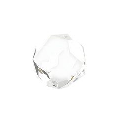 Poster - Clear Glass Crystal, Faceted Gemstone. Pure Beauty, Elegant Object. Isolated Presentation On White Background, Perfect Clarity. Stunning Visual.