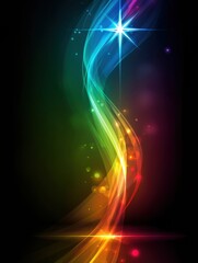 Aufkleber - Glowing Medical Star Radiates Wellness Aura and Colorful Rainbow Trail in a Vibrant Display of Light and Energy