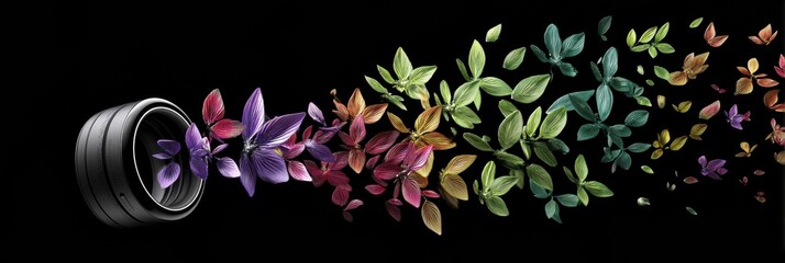 Aufkleber - Fitness Tracker Ring Transforming Into Vibrant Flower Petals Representing the Essence of Blooming Health and Vitality
