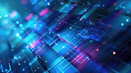 Poster - Explore this vibrant abstract tech background featuring a blend of blue and purple hues, perfect for digital projects and modern designs.