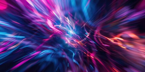 Poster - Abstract pink and blue light streaks on a dark background. Digital artwork of pink and blue swirling color or energy wave. Digital artwork for design and print. Futuristic and vibrant concept. AIG51.