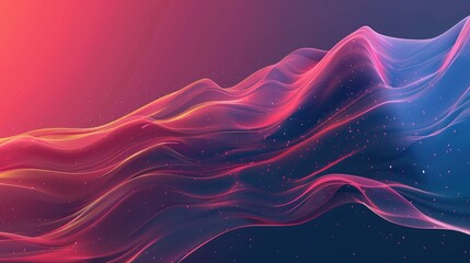 Poster - Abstract waves of pink and orange dots on a dark background. Background image of abstract wave waving and flowing with dots. Digital visualization concept for design and technology innovation. AIG51.