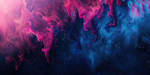 Poster - Abstract pink and blue smoke swirling in a fluid pattern. Background image of swirling wave with gradient puink and blue color flowing and floating in the air with cloud texture. Dreamy color. AIG51.