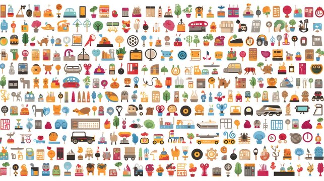 Extensive Collection of 1000 Flat Vector Icons for Versatile Graphic Design Projects