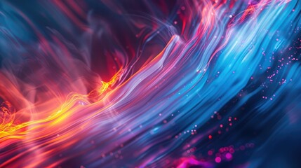 Poster - 3D abstract mesh fabric with pink and blue waves. Textured and fluid design. Background image of red and blue gradient color with flowing fabric pattern background. Liquid texture design. AIG51.