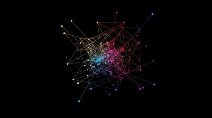 Poster - This abstract geometric design features colorful connections and dynamic lines, perfect for representing concepts in technology, creativity, and innovation.