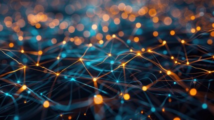 Poster - Explore this abstract digital representation showcasing the intricate connections within global supply chains. A vibrant network of light and patterns illustrates data flow and connectivity.