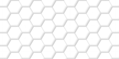 Fototapete - Abstract emboss white Hexagonal Background. Luxury White Pattern. Vector Futuristic minimal honeycomb mosaic white background. geometric mesh cell texture. modern futuristic wallpaper.	