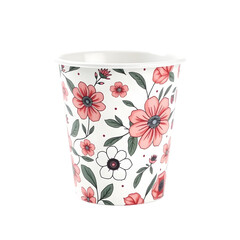 Aufkleber - Floral Cup. 3d Printed Object. White Background. Simple Product Shot. Useful For Designers. And Artists. For Presentations. Perfect For Web Use.