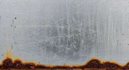 Poster - Corroded Metal Sheet Showing Rust Formation and Surface Scratches