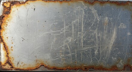 Poster - Rusty and Scratched Metal Surface Displaying Weathered Texture Detail