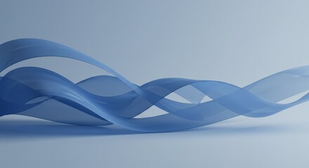 Leinwandbilder - Abstract Blue Ribbons Flowing Across a Light Blue Background, El