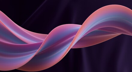 Leinwandbilder - Abstract Flowing Ribbon with Pink and Blue Gradient on Dark Back