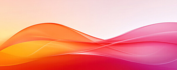 Poster - A pink and orange wave with a white background. The colors are vibrant and the wave appears to be flowing