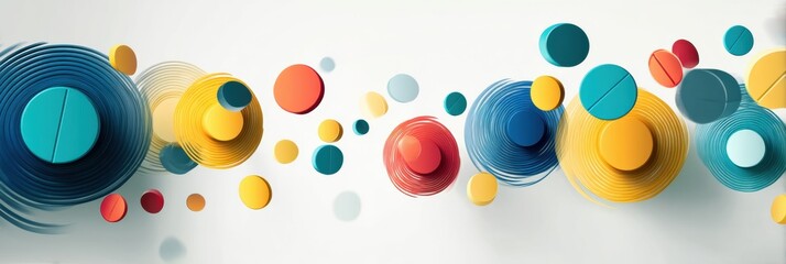 Poster - Bright Minimal Pills and Icons in Circular Motion Symbolize Health and Wellness in a Dynamic and Colorful Arrangement