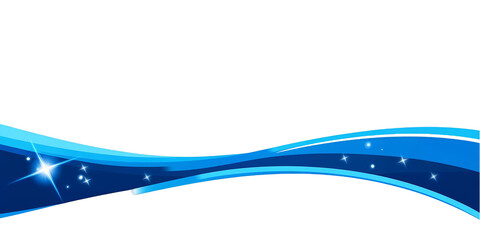 Fototapete - Abstract Digital Illustration Of Blue Wavy Lines With Sparkling Stars Background