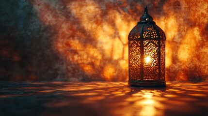 Poster - Illuminated lantern cozy room decorative object warm ambiance close-up ethereal glow