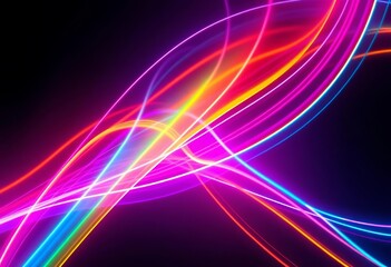 Wall Mural - Abstract neon streaks forming dynamic, swirling curves in vibrant colors, aura, color