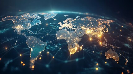 Poster - global connectivity map digital visualization data network technology environment aerial view inform