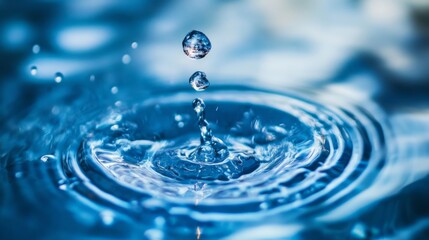 Poster - Rippling water droplet impact nature macro photography aquatic environment close-up fluid dynamics