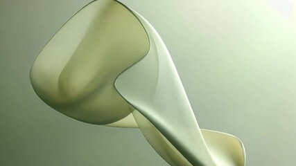 Poster - elegant flowing abstract design soft translucent green fabric curves evoking movement and calming at