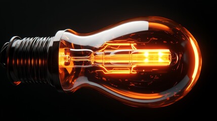 Poster - Illuminating innovation a glowing light bulb studio photography dark background close-up light concept