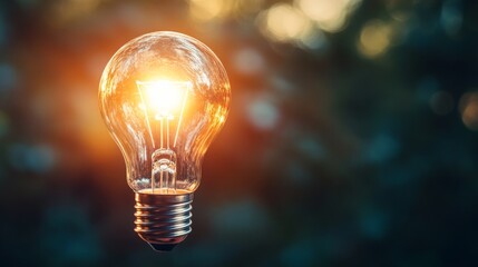 Poster - Illuminating inspiration light bulb natural setting macro photography bokeh background innovative ideas