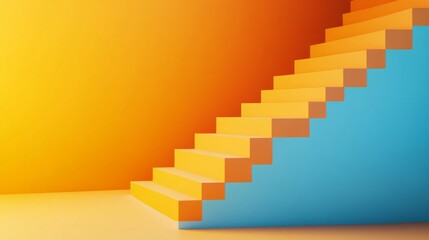 Poster - Dynamic staircase design modern space architecture colorful environment artistic viewpoint conceptual exploration