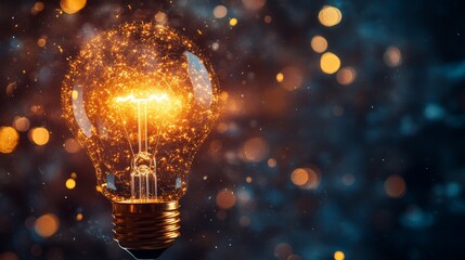 Poster - Illuminating ideas a glowing light bulb display studio setting creative photography warm environment close-up view inspiration