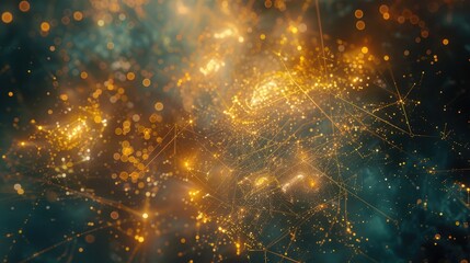 Poster - Experience a captivating abstract representation of ethereal nodes pulsating within a celestial expanse, showcasing luminous patterns and dynamic energy.