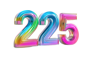 Fototapete - Colorful 3D Rendered Number 225 Digit Isolated on Transparent Background