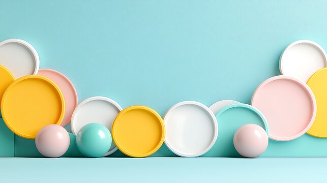 Pastel Geometric Abstract Background with Colorful Circles