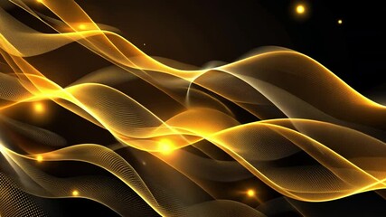 Poster - abstract golden waves glowing lights and flowing patterns create mesmerizing background for digital 