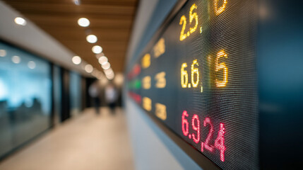 Poster - Stock market ticker display financial data investment analysis business news and trading information