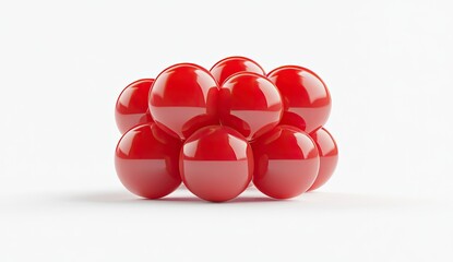 Aufkleber - Cluster of glossy red spheres on white background.