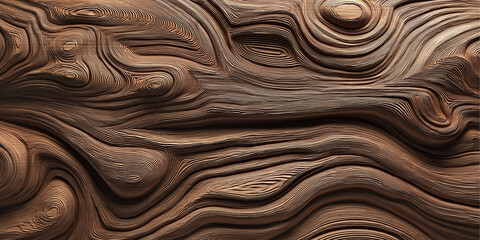 Aufkleber - Brown carved wood texture creating concentric wavy pattern