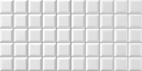 Poster - White square ceramic tiles forming a geometric pattern for bathroom or kitchen wall