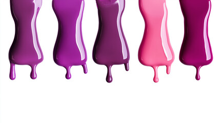 Aufkleber - Dripping nail polish in various shades of pink and purple on white background