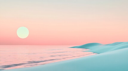 Wall Mural - Pastel Sunset with Sandy Beach, and Ocean.